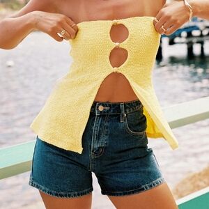 Princess Polly Lost Souls Cutout Strapless Top In Lemon - US4 NWOT